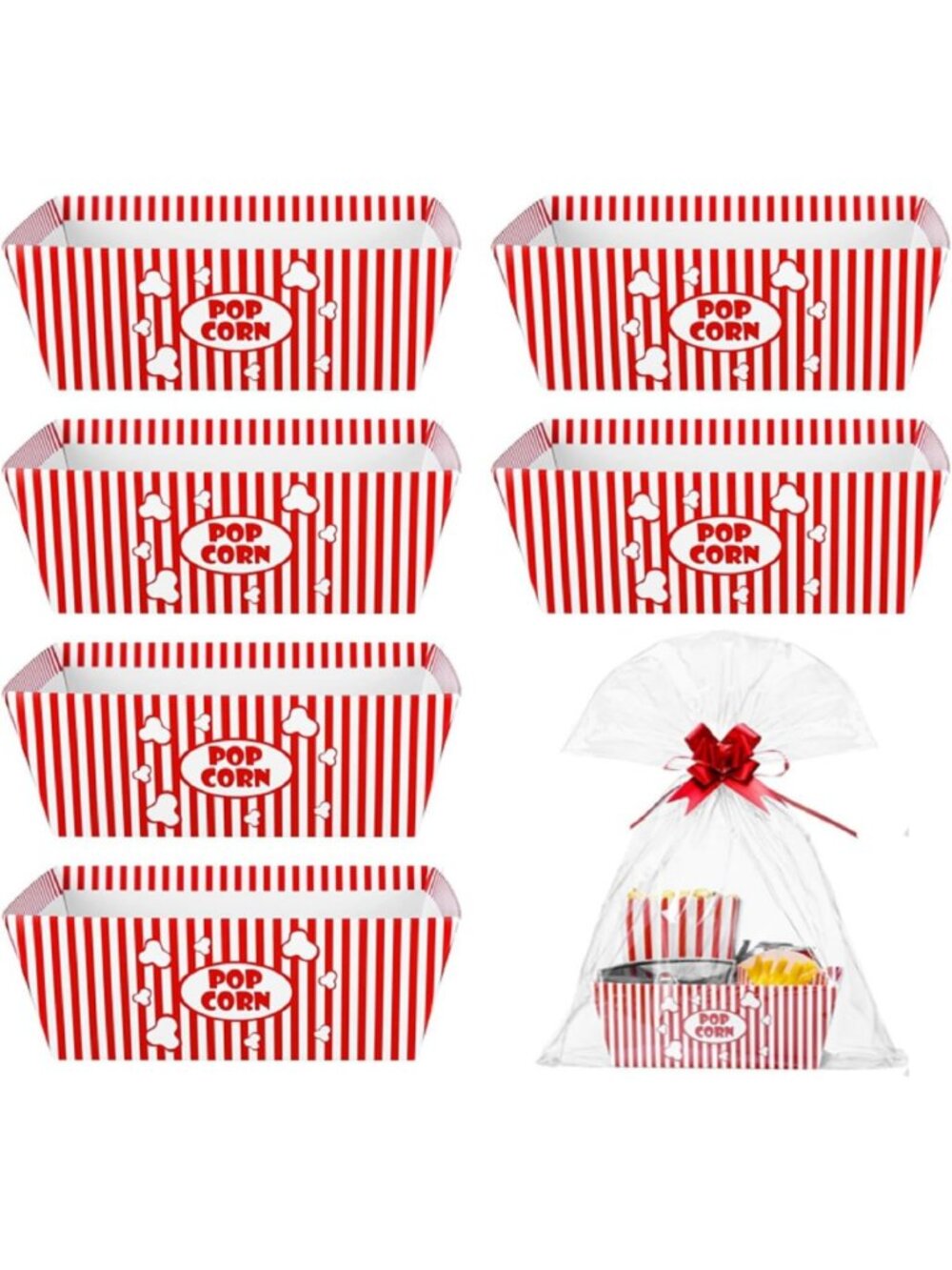 12 Pack Popcorn Baskets | Party Favors & Gift Bags for Movie Night Supplies